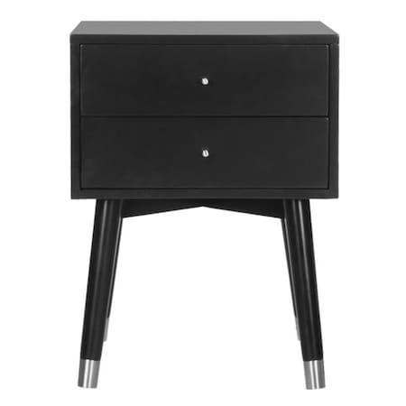 Safavieh 24 x 18 x 18 in. Lyla Mid Century Retro Silver Cap Night Stand, Black & Silver FOX6234D